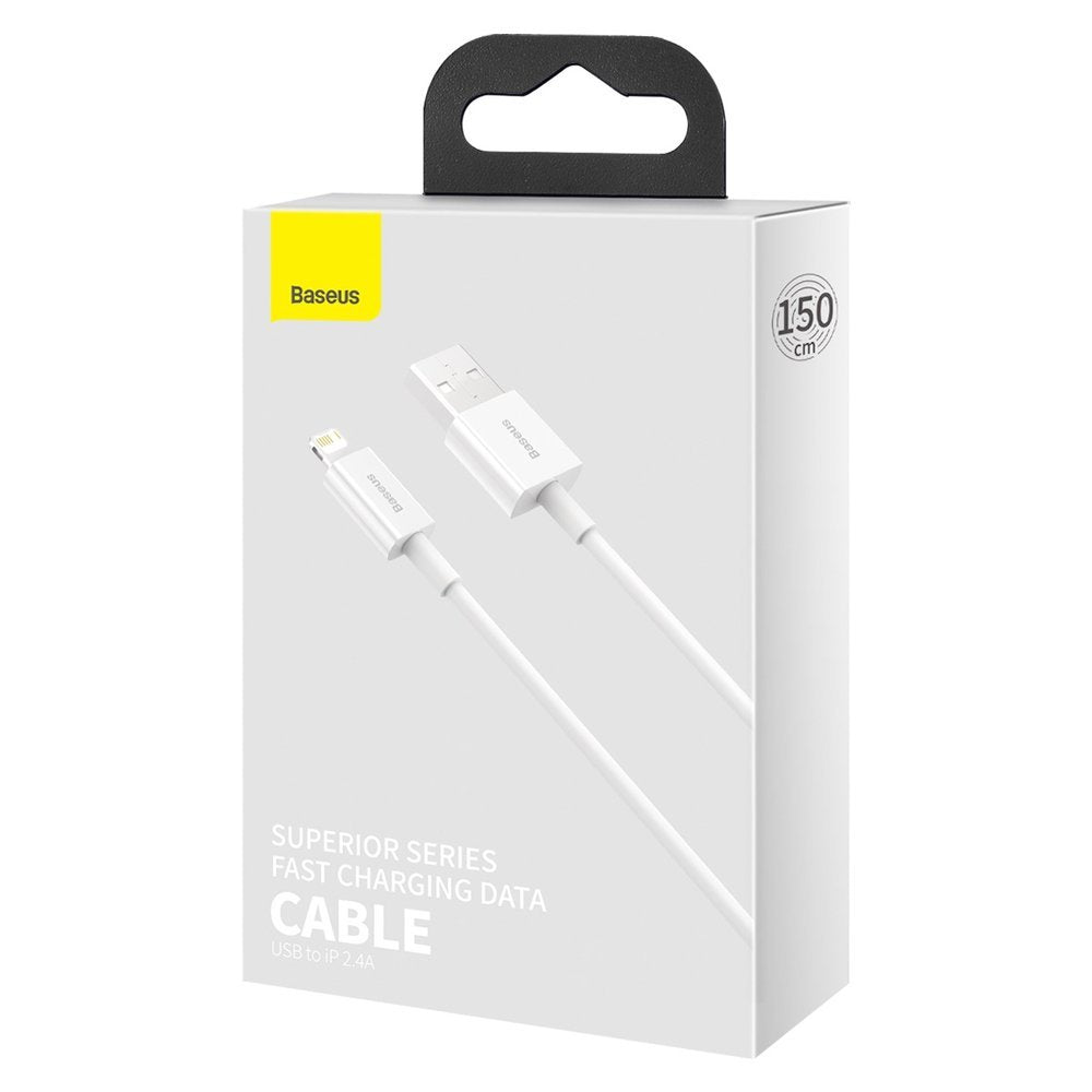 Dátový a nabíjací kábel USB-A - Lightning Baseus Superior Series, 20W, 1,5m, Biela CALYS-B02