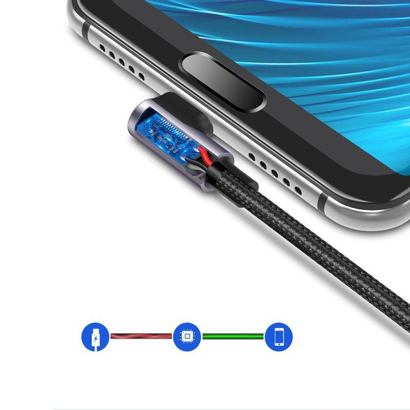 Dátový a nabíjací kábel USB-A - USB-C UGREEN US284 Angled, 18W, 3m, Sivý