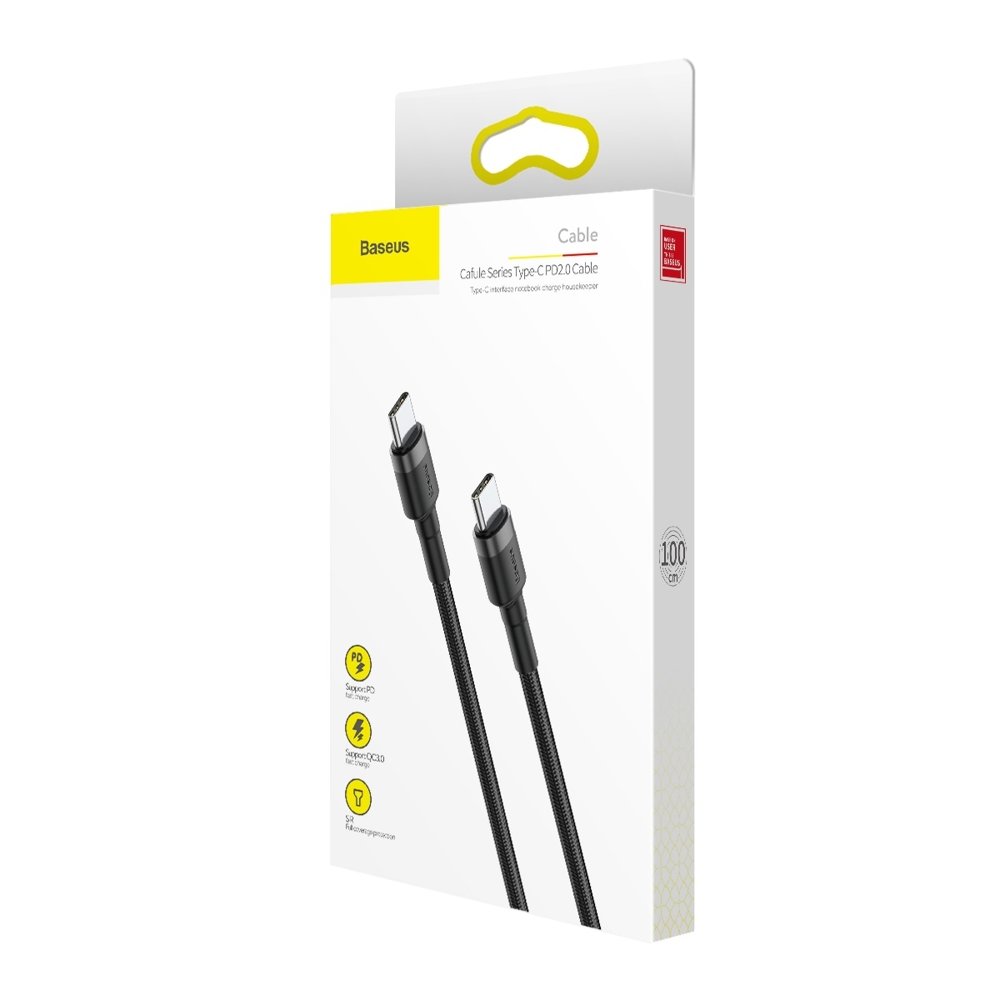Dátový a nabíjací kábel USB-C - USB-C Baseus Cafule, 60 W, 1 m, čierny CATKLF-GG1