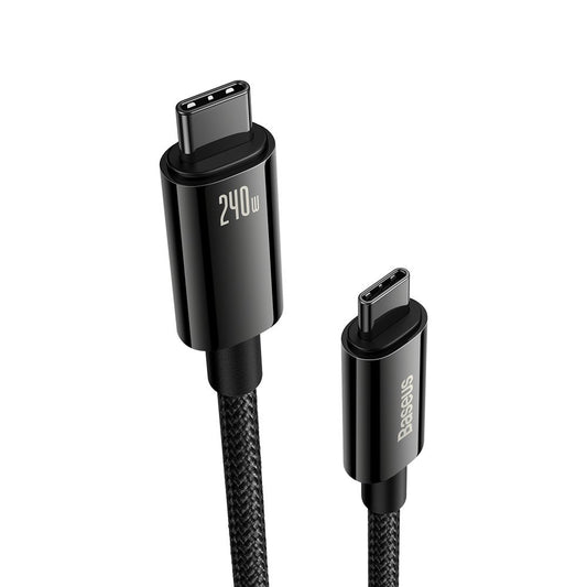 Dátový a nabíjací kábel USB-C - USB-C Baseus Tungsten Gold, 240 W, 2 m, čierny CAWJ04010101