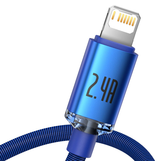 Baseus Crystal Shine Series USB-A - Lightning dátový a nabíjací kábel, 18 W, 1,2 m, modrý CAJYY000003