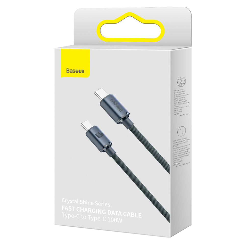 Dátový a nabíjací kábel USB-C - USB-C Baseus Crystal Shine Series, 100 W, 2 m, čierny CAJY000701