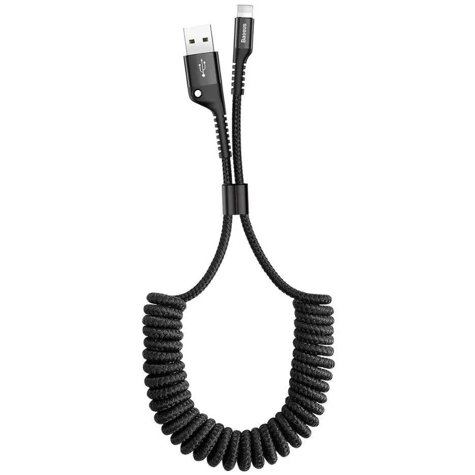 Data and Charging Cable USB-A - Lightning Baseus Fish Eye Spring, 18W, 1m, Black CALSR-01 CALSR-01