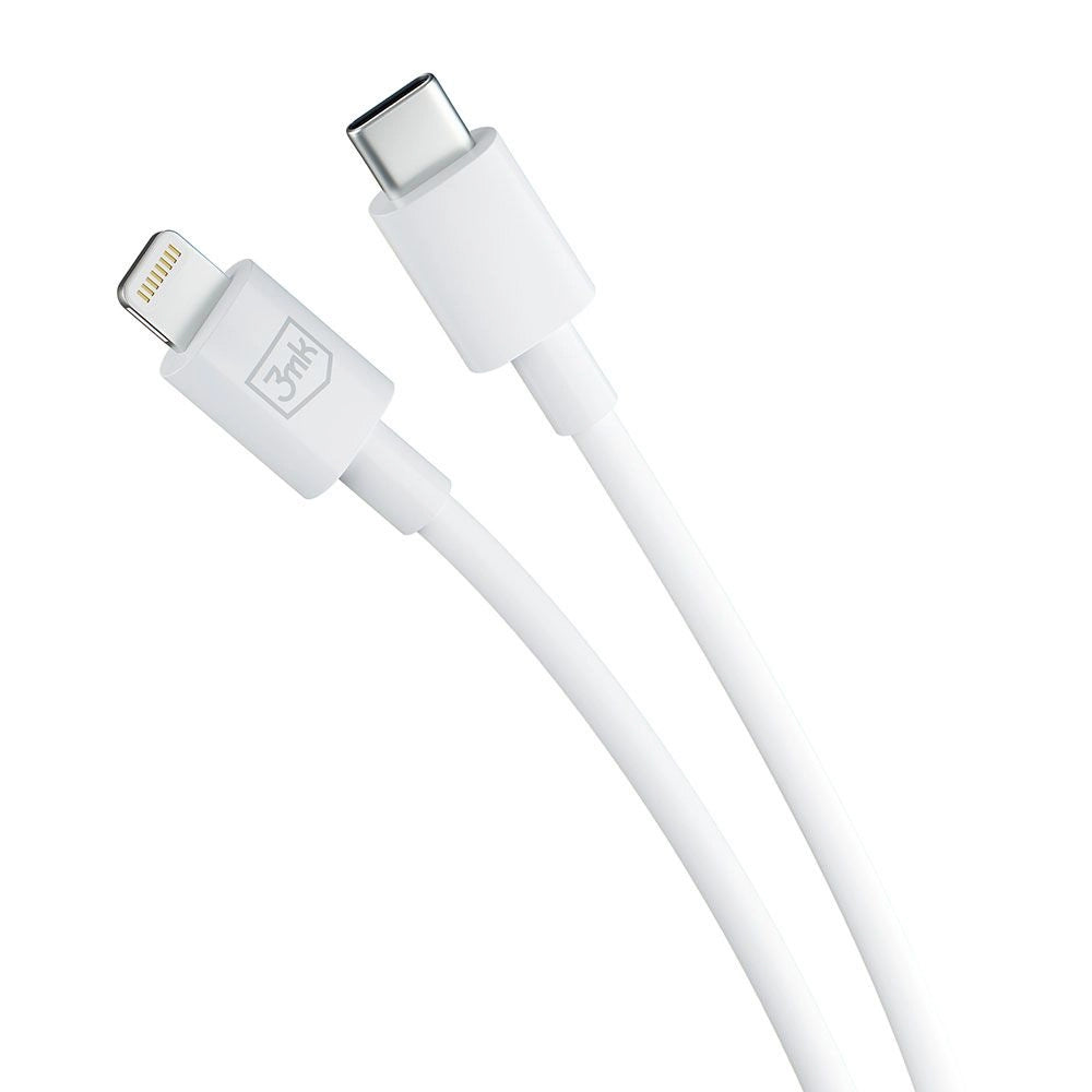Dátový a nabíjací kábel USB-C - Lightning 3MK Hyper, 20W, 1,2 m, biely