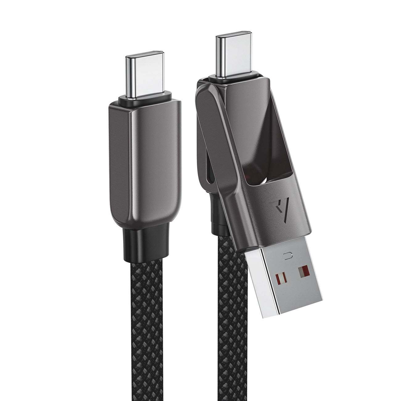 Dátový a nabíjací kábel USB-C - USB-A / USB-C Acefast C13-05, 60W, 0.2m, čierny