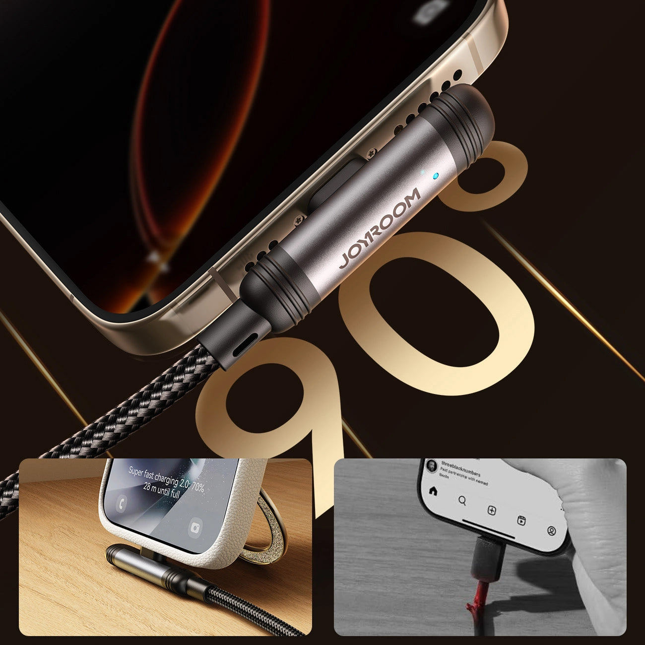 Dátový a nabíjací kábel USB-A - USB-C Joyroom S-A56 EnjoyX Angled, 20W, 1.2m, čierny