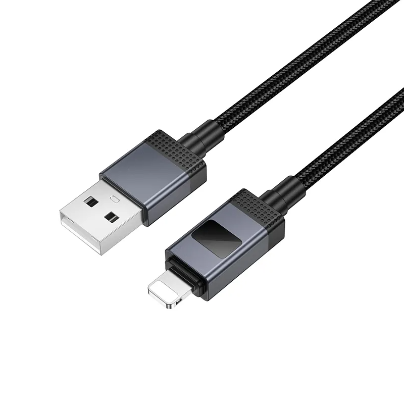Dátový a nabíjací kábel USB-A - Lightning HOCO X118 Display, 12W, 1m, čierny