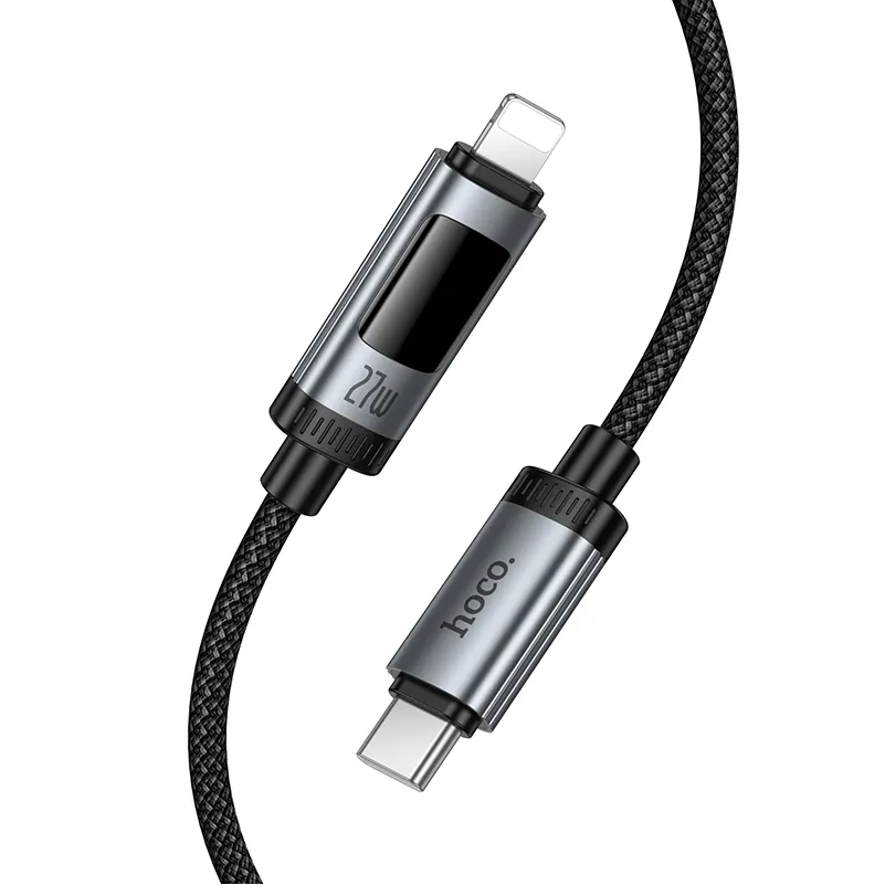 Dátový a nabíjací kábel USB-C - Lightning HOCO Display U148, 27W, 1.2m, čierny