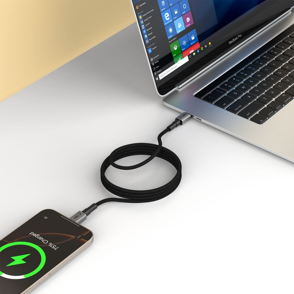 Dátový a nabíjací kábel USB-C - USB-C Tech-Protect Ultraboost DNA MagTwist, 100W, 1m, Sivý