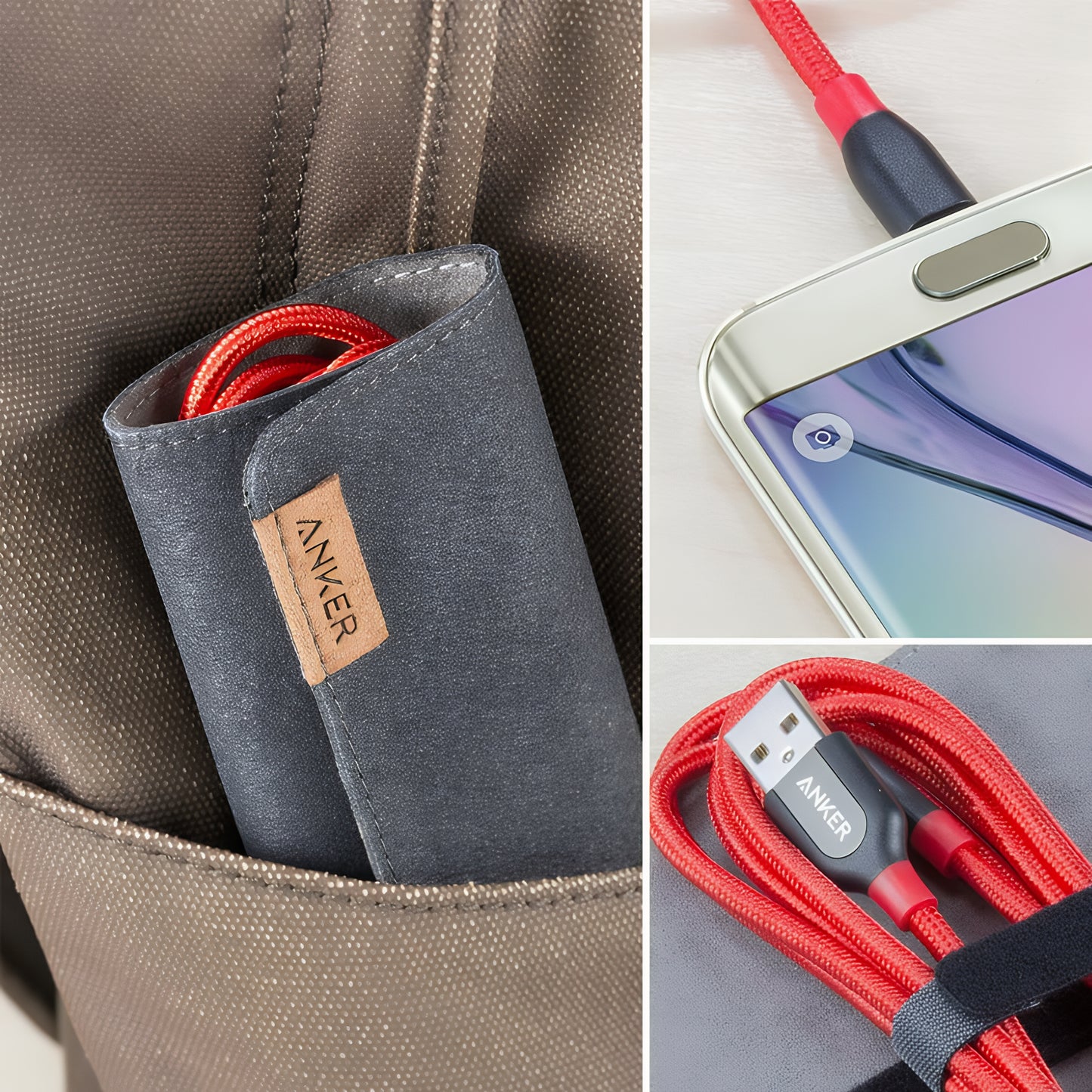 Dátový a nabíjací kábel USB-A - microUSB Anker PowerLine+, 18W, 0.91m, Červený A8142G91