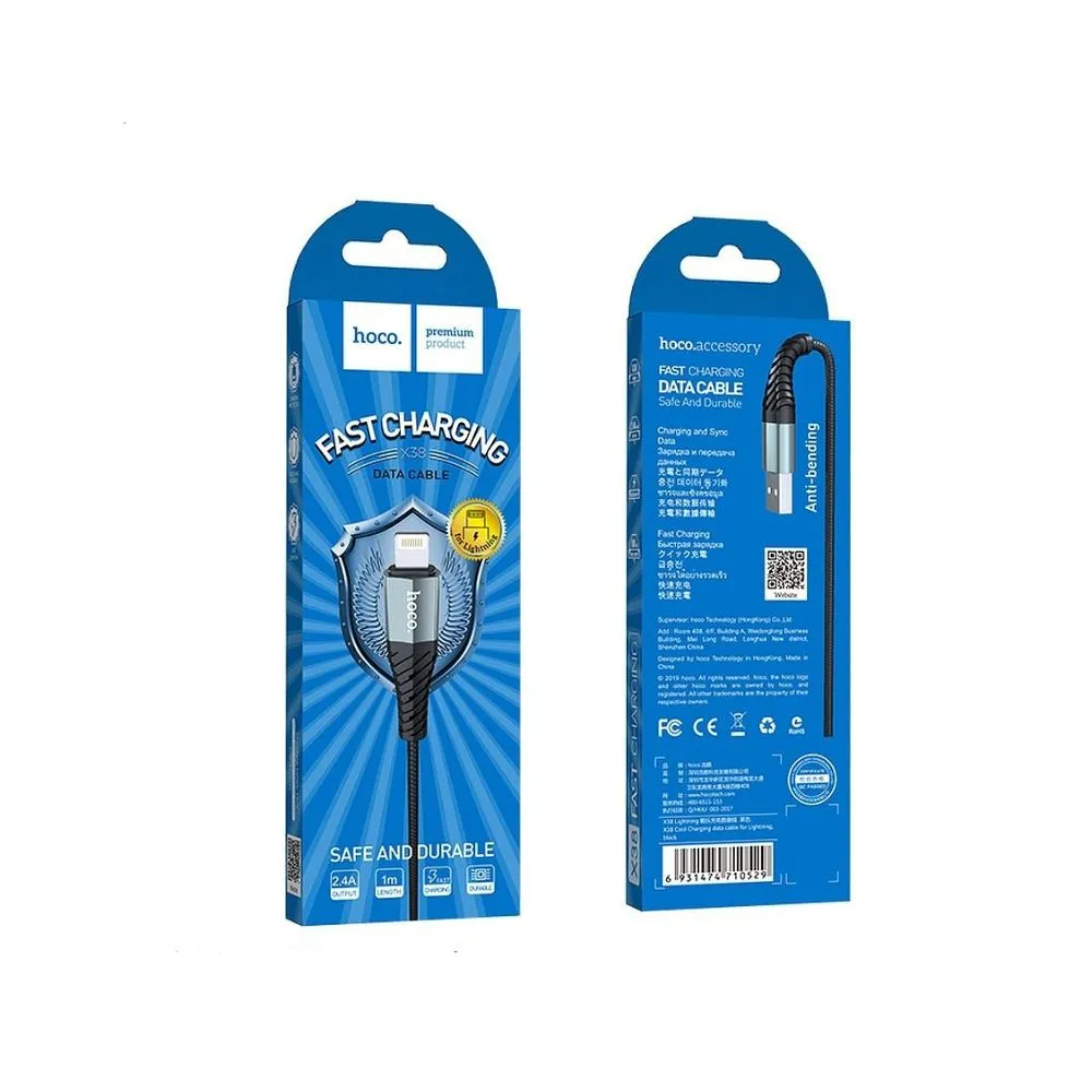 Dátový a nabíjací kábel USB-A - Lightning HOCO X38 Cool, 18 W, 1 m, čierny