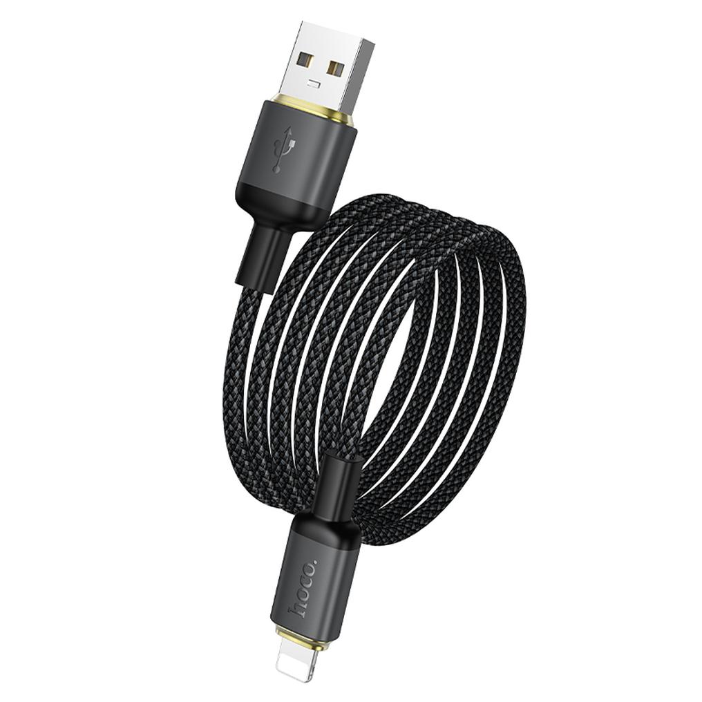 Dátový a nabíjací kábel USB-A - Lightning HOCO X128 Benefit, 12W, 1m, čierny
