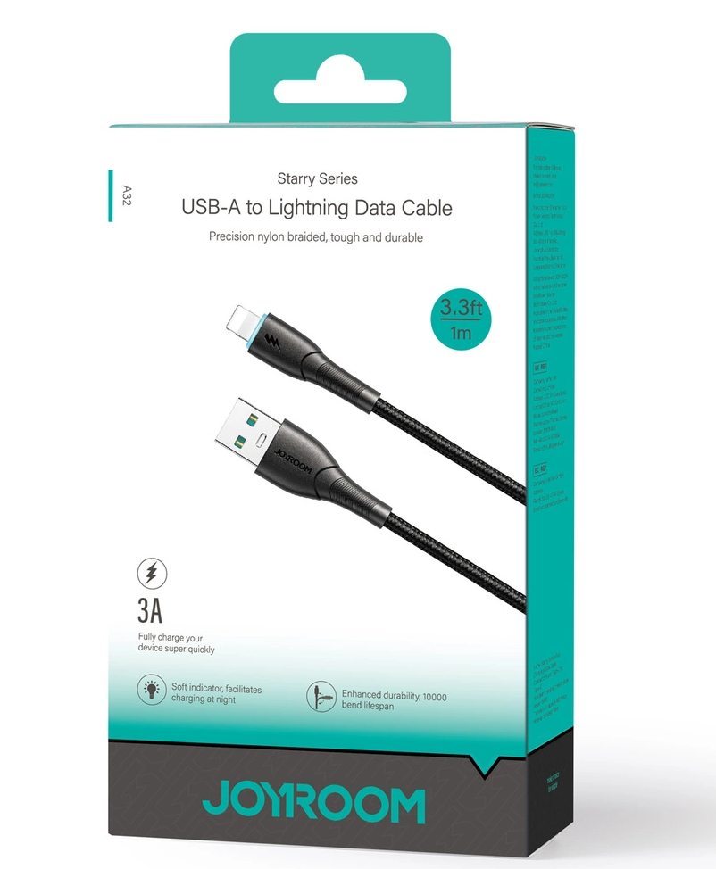 Dátový a nabíjací kábel USB-A – Lightning Joyroom SA32-AL3, 18 W, 1 m, čierny