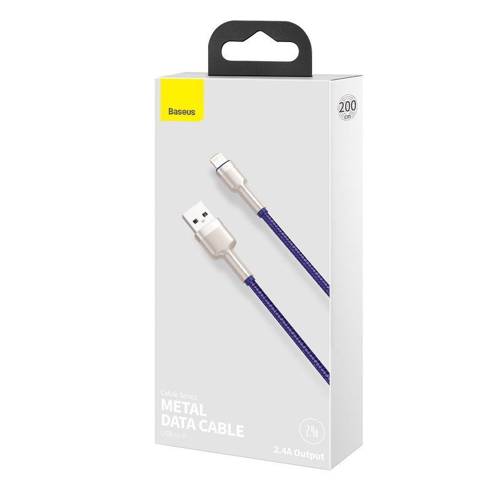 Dátový a nabíjací kábel USB-A - Lightning Baseus Cafule Metal Series, 18W, 2m, Fialový CALJK-B05