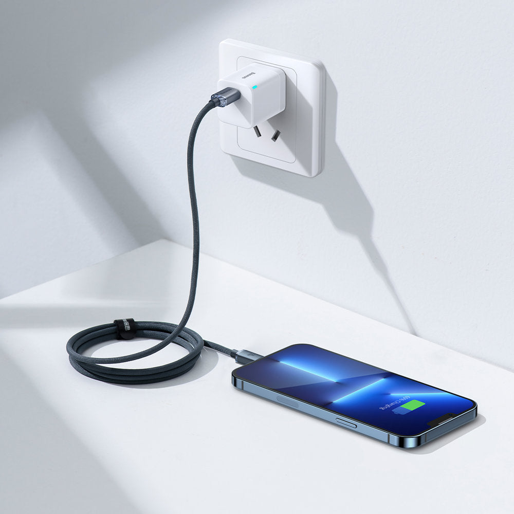 Dátový a nabíjací kábel USB-C - Lightning Baseus Crystal Shine Series, 20W, 1.2m, Čierny CAJY000201