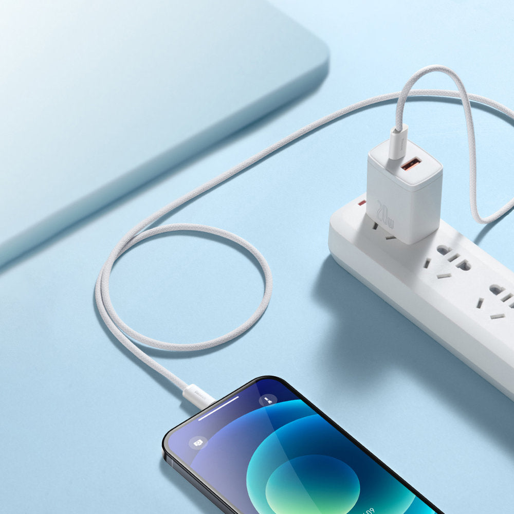 Dátový a nabíjací kábel USB-C - Lightning Baseus Dynamic Fast Charging, 20 W, 2 m, biely CALD000102