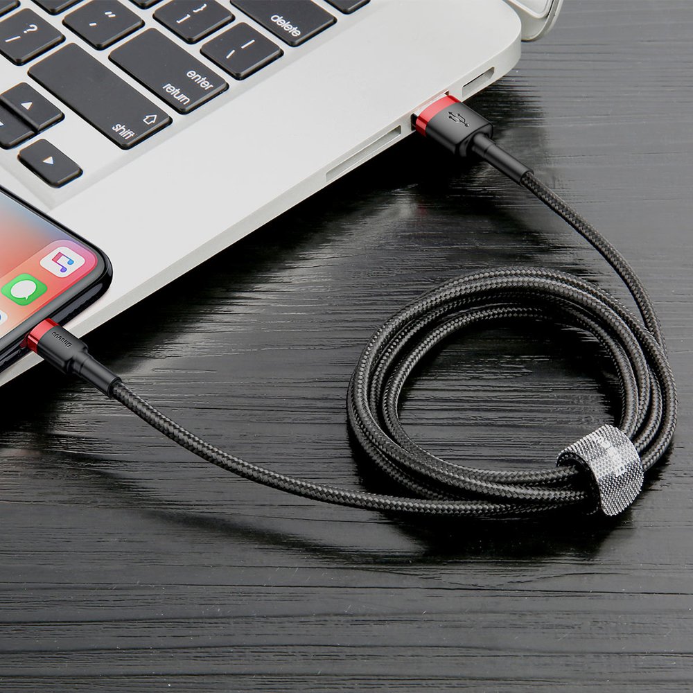 Dátový a nabíjací kábel USB-A - Lightning Baseus Cafule, 18W, 0.5m, Červený CALKLF-A19