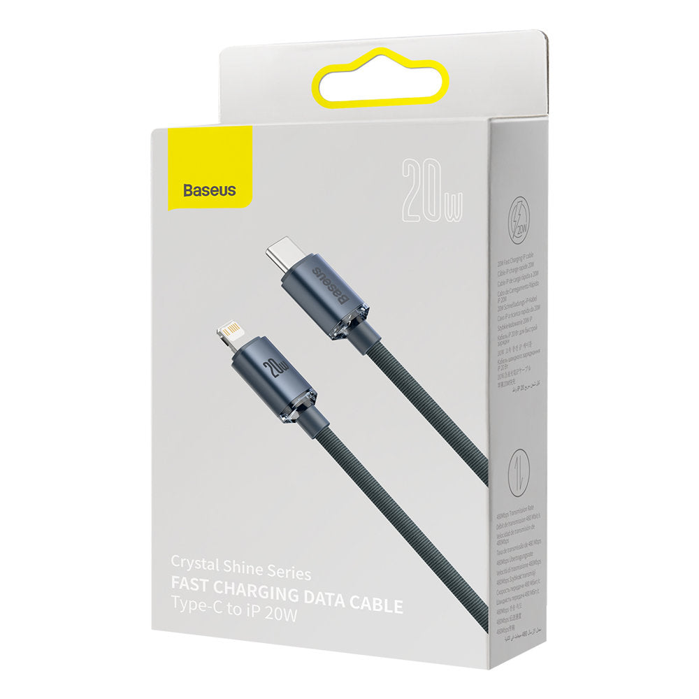 Baseus Crystal Shine Series USB-C - Lightning USB-C dátový a nabíjací kábel, 20 W, 2 m, čierny CAJYY000301