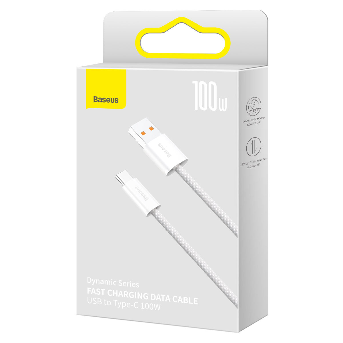 Dátový a nabíjací kábel Baseus Dynamic Series USB-A na USB-C, 100 W, 2 m, biely CALD000702