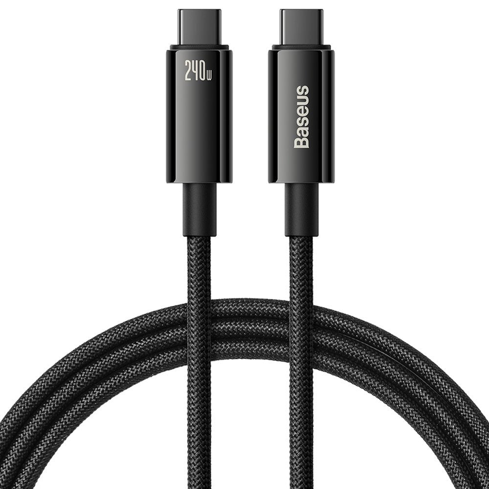 Dátový a nabíjací kábel USB-C - USB-C Baseus Tungsten Gold, 240 W, 2 m, čierny CAWJ04010101