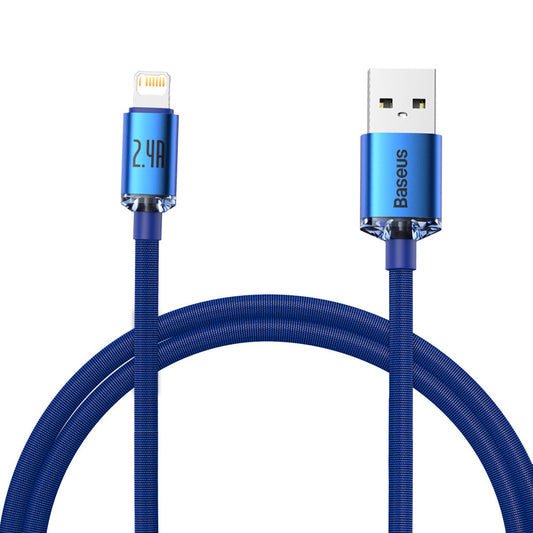 Baseus Crystal Shine Series USB-A - Lightning dátový a nabíjací kábel, 18 W, 1,2 m, modrý CAJYY000003