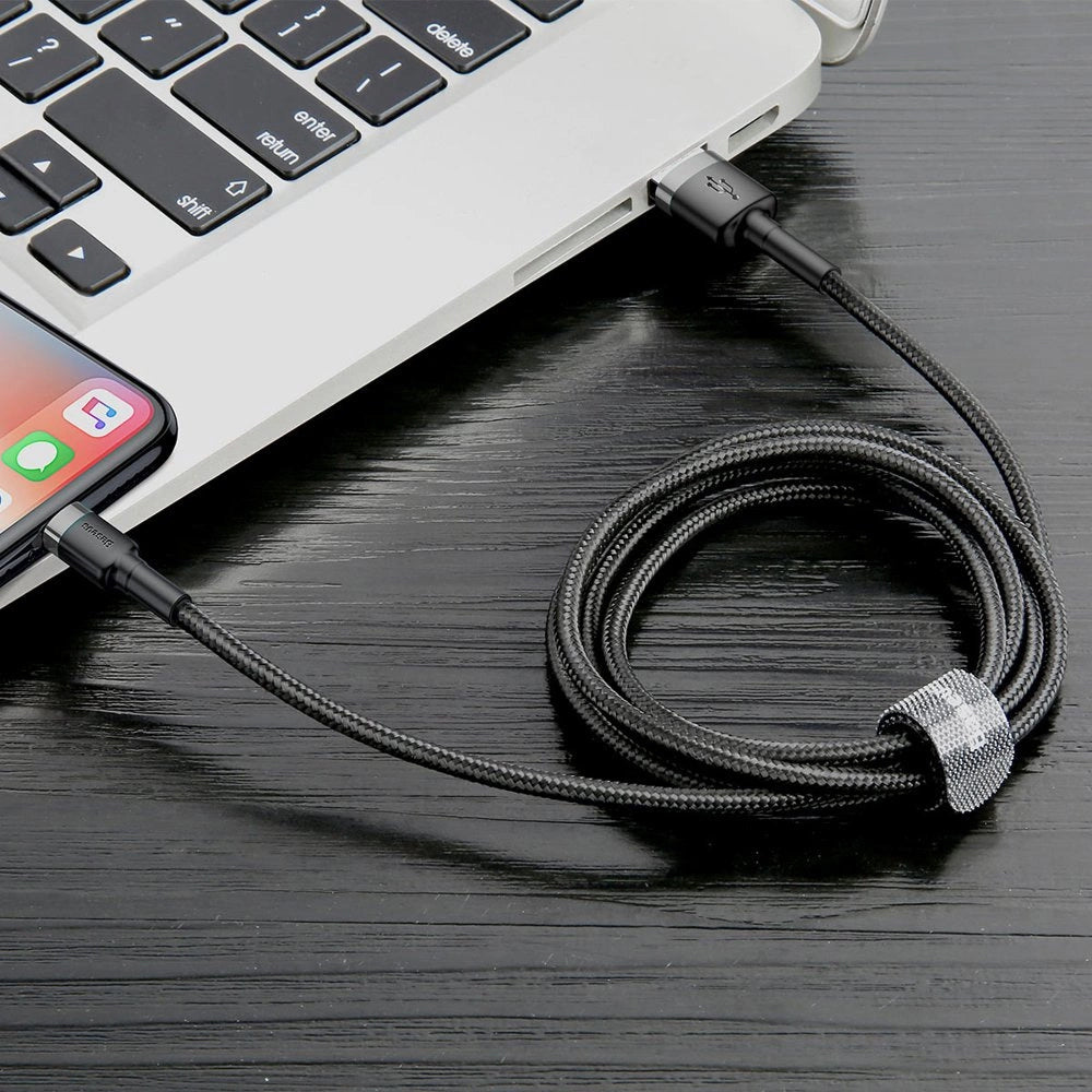 Dátový a nabíjací kábel USB-A - Lightning Baseus Cafule, 18W, 0.5m, Sivý CALKLF-AG1