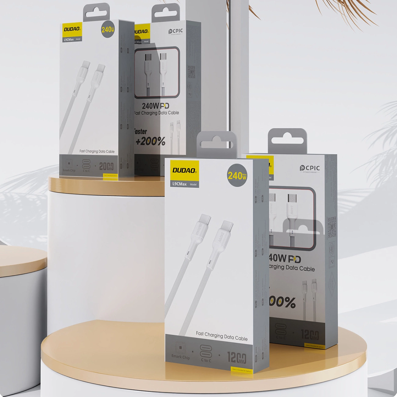 Dátový a nabíjací kábel USB-C - USB-C Dudao L9C Max, 240W, 2m, Biela