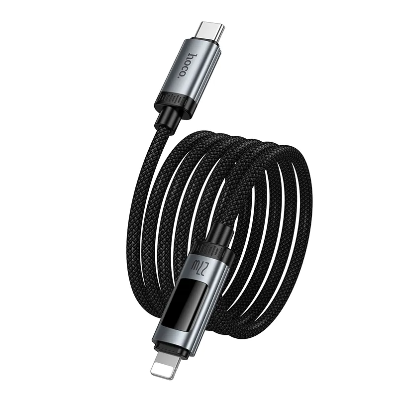Dátový a nabíjací kábel USB-C - Lightning HOCO Display U148, 27W, 1.2m, čierny