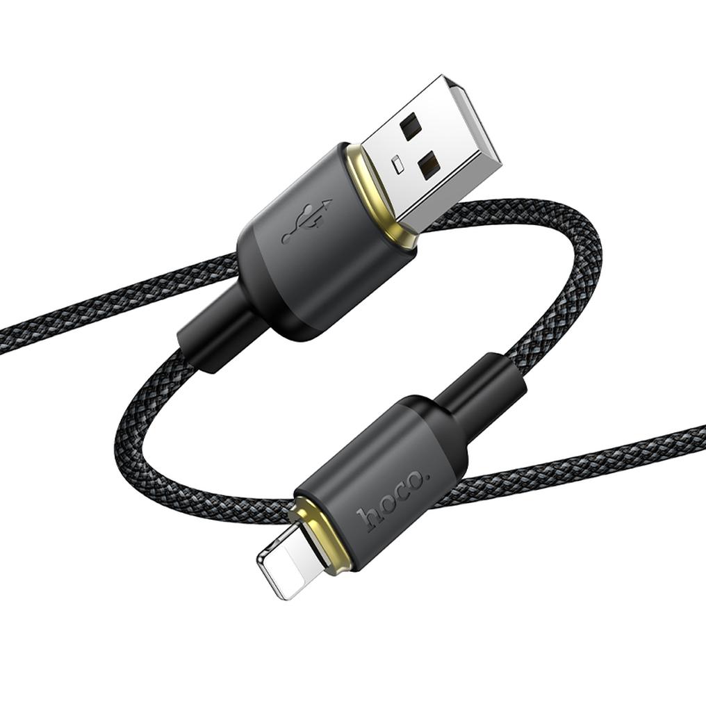 Dátový a nabíjací kábel USB-A - Lightning HOCO X128 Benefit, 12W, 1m, čierny