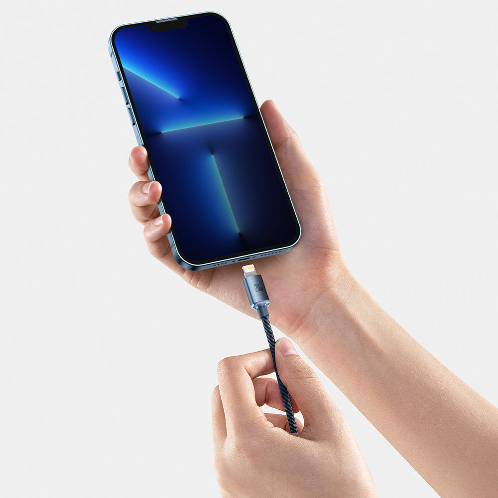 Dátový a nabíjací kábel USB-C - Lightning Baseus Crystal Shine Series, 20W, 1.2m, Čierny CAJY000201