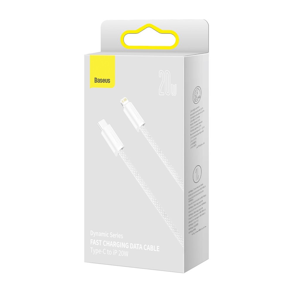 Dátový a nabíjací kábel USB-C - Lightning Baseus Dynamic Fast Charging, 20 W, 2 m, biely CALD000102