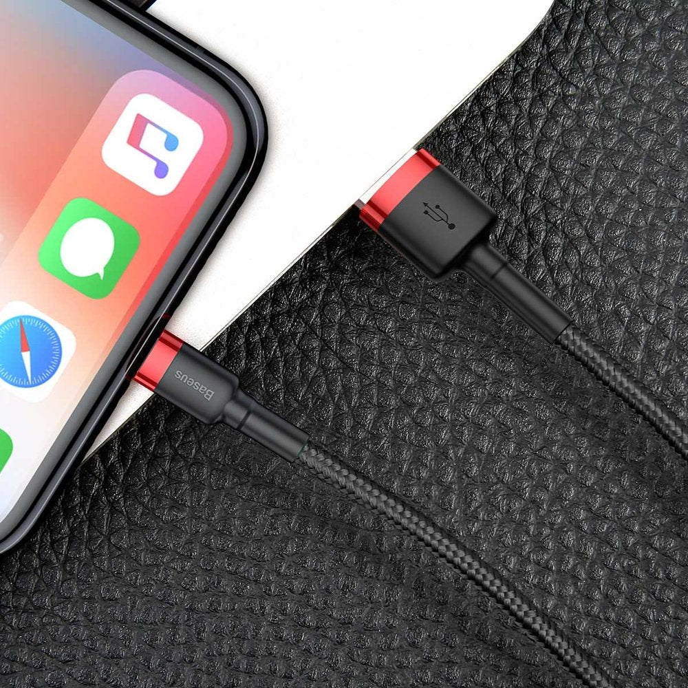 Dátový a nabíjací kábel USB-A - Lightning Baseus Cafule, 18W, 0.5m, Červený CALKLF-A19