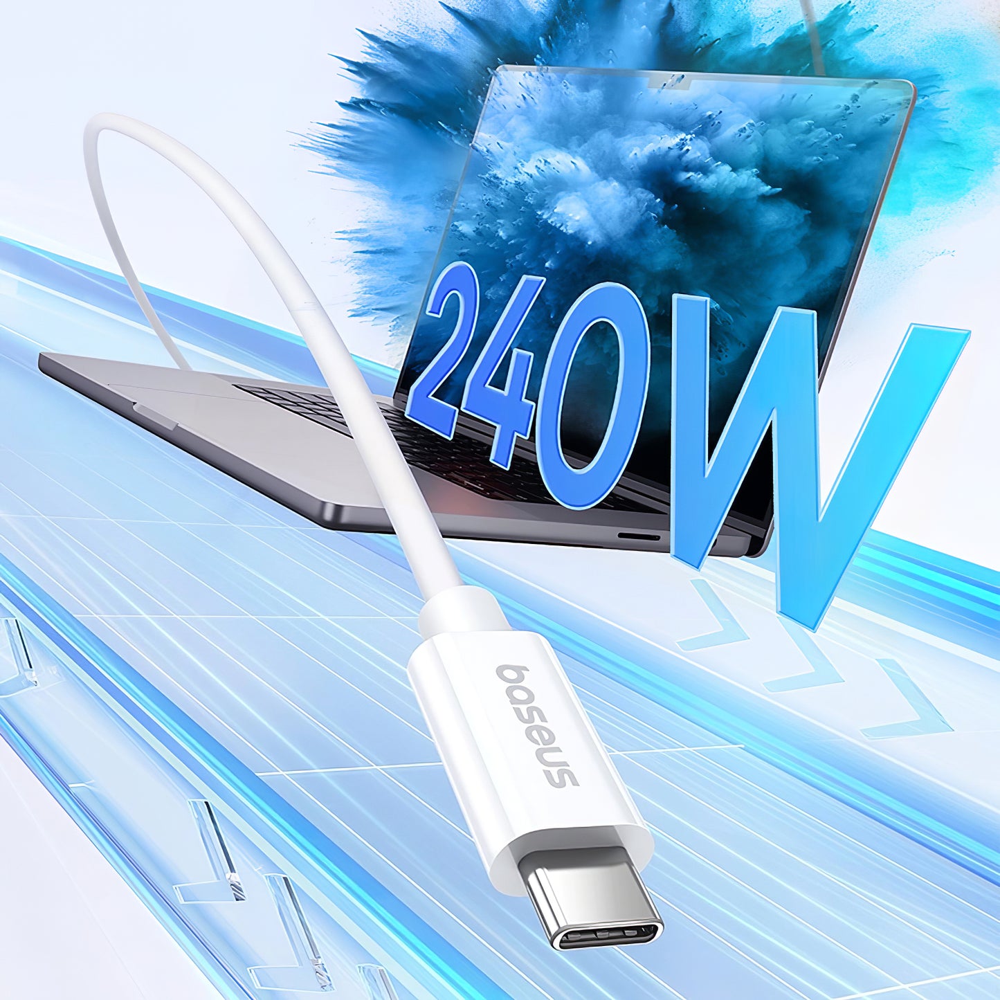 Dátový a nabíjací kábel USB-C - USB-C Baseus Superior Series 2, 240 W, 1 m, biely P10365200211-02