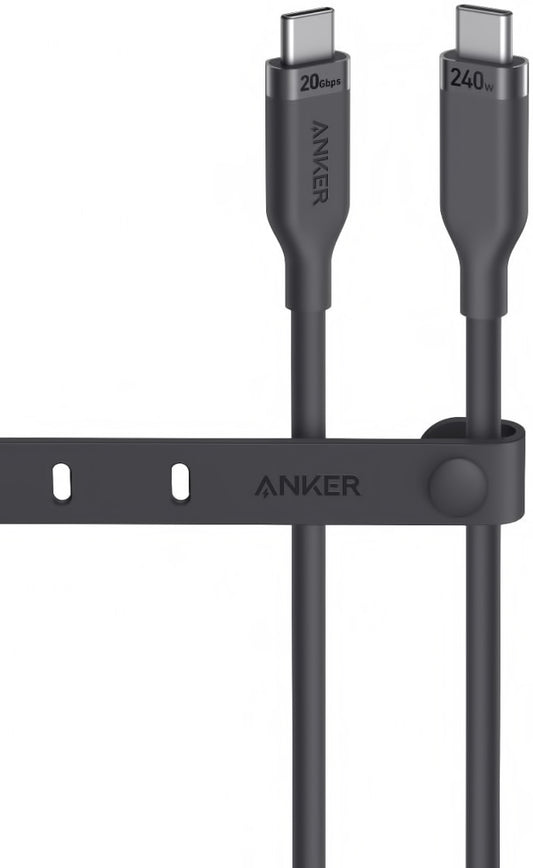 Dátový a nabíjací kábel USB-C - USB-C Anker, 240 W, 0,9 m, čierny A80N1H11