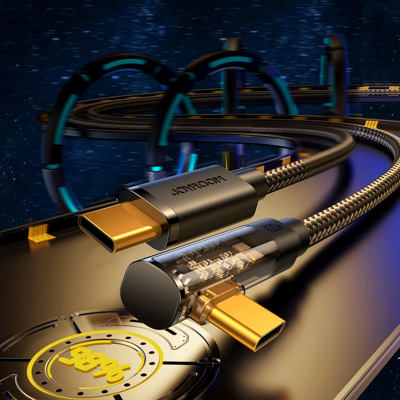 Dátový a nabíjací kábel USB-C - USB-C Joyroom S-A6 Angled, 100W, 1.2m, čierny