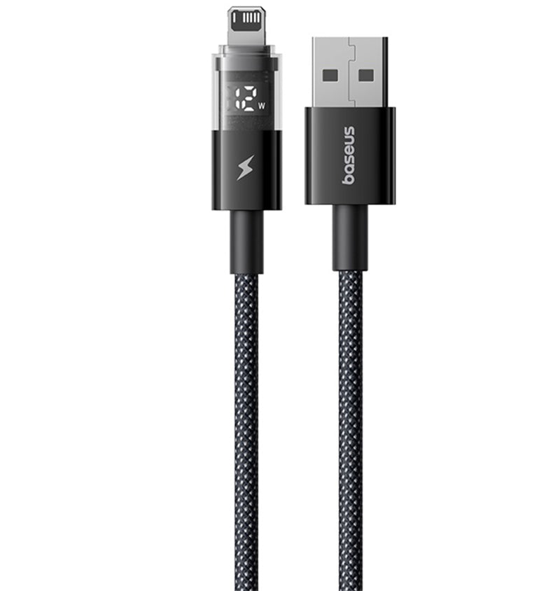 USB-A na Lightning dátový a nabíjací kábel Baseus Display 2, 12W, 2m, čierny P10382700121-01