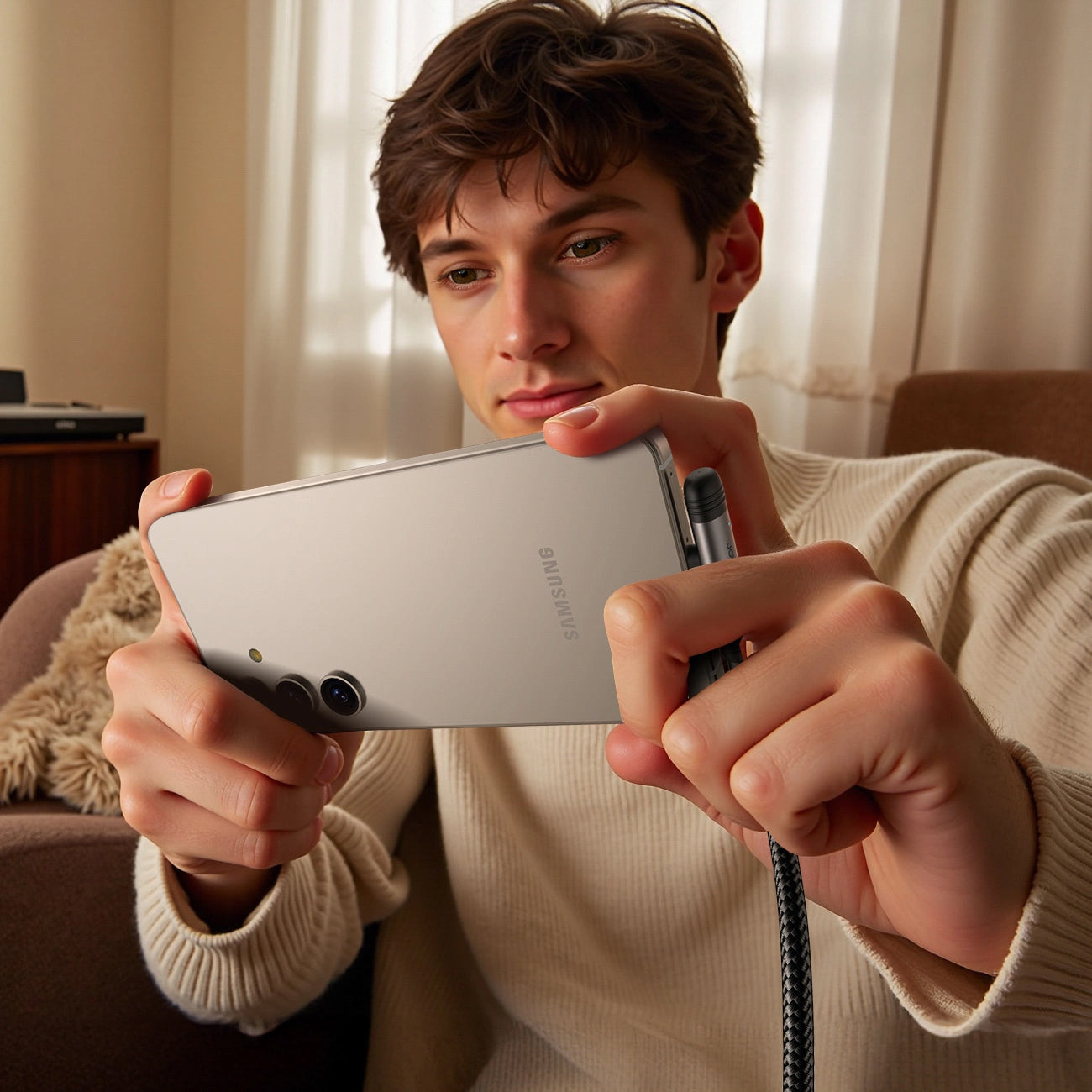Dátový a nabíjací kábel USB-A - USB-C Joyroom S-A56 EnjoyX Angled, 20W, 1.2m, čierny