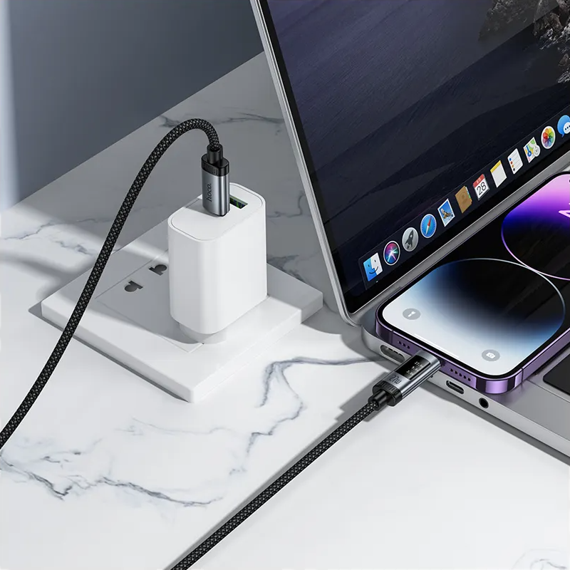 Dátový a nabíjací kábel USB-C - Lightning HOCO Display U148, 27W, 1.2m, čierny