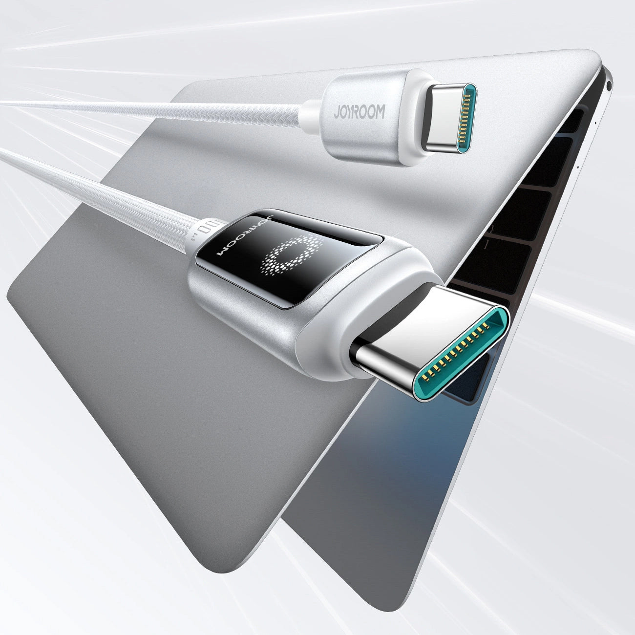 Dátový a nabíjací kábel USB-C - USB-C Joyroom S-A55 StarFlight Display, 100W, 1.2m, Biela