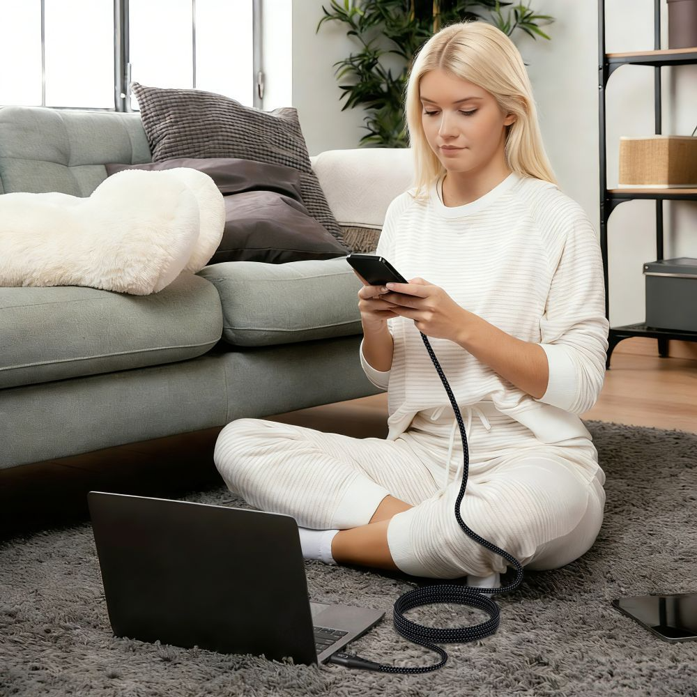 USB-C dátový a nabíjací kábel - USB-C Tech-Protect UB11T Ultraboost, 100W, 2m, čierny