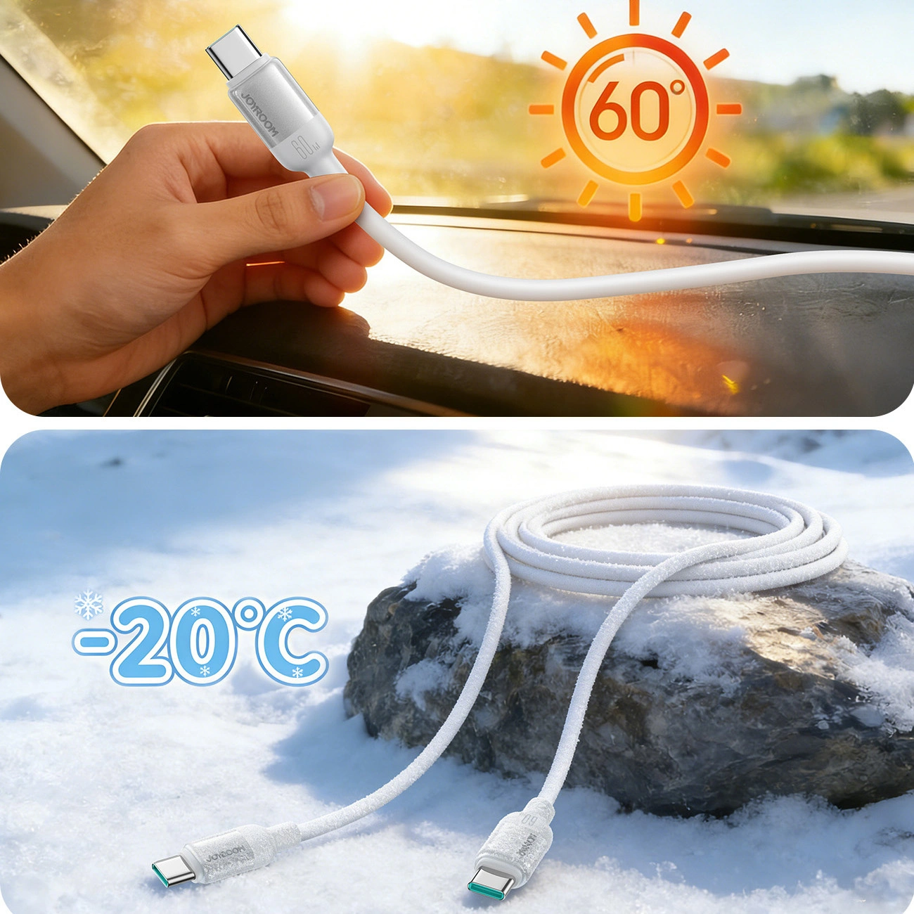Dátový a nabíjací kábel USB-C - USB-C Joyroom S-A62 Lively, 60W, 1,2 m, biely
