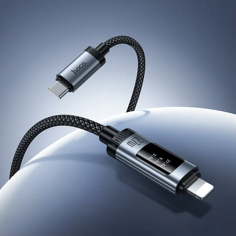 Dátový a nabíjací kábel USB-C - Lightning HOCO Display U148, 27W, 1.2m, čierny