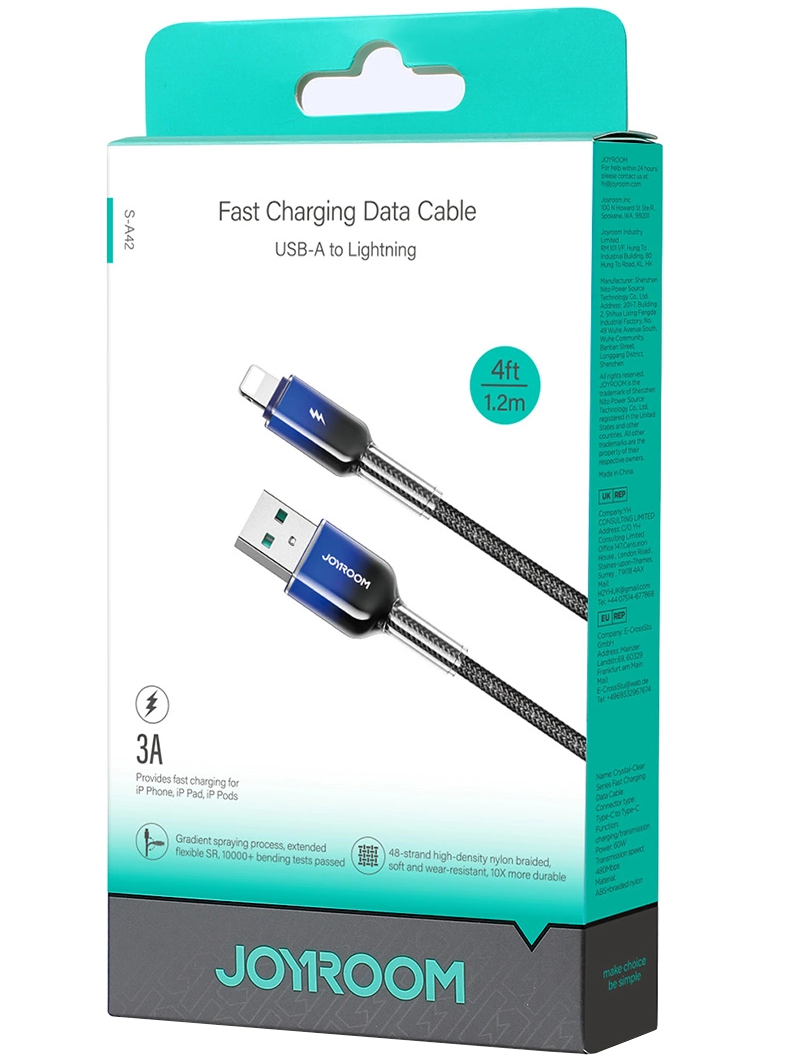 Dátový a nabíjací kábel USB-A - Lightning Joyroom S-A42, 18W, 1,2 m, čierny