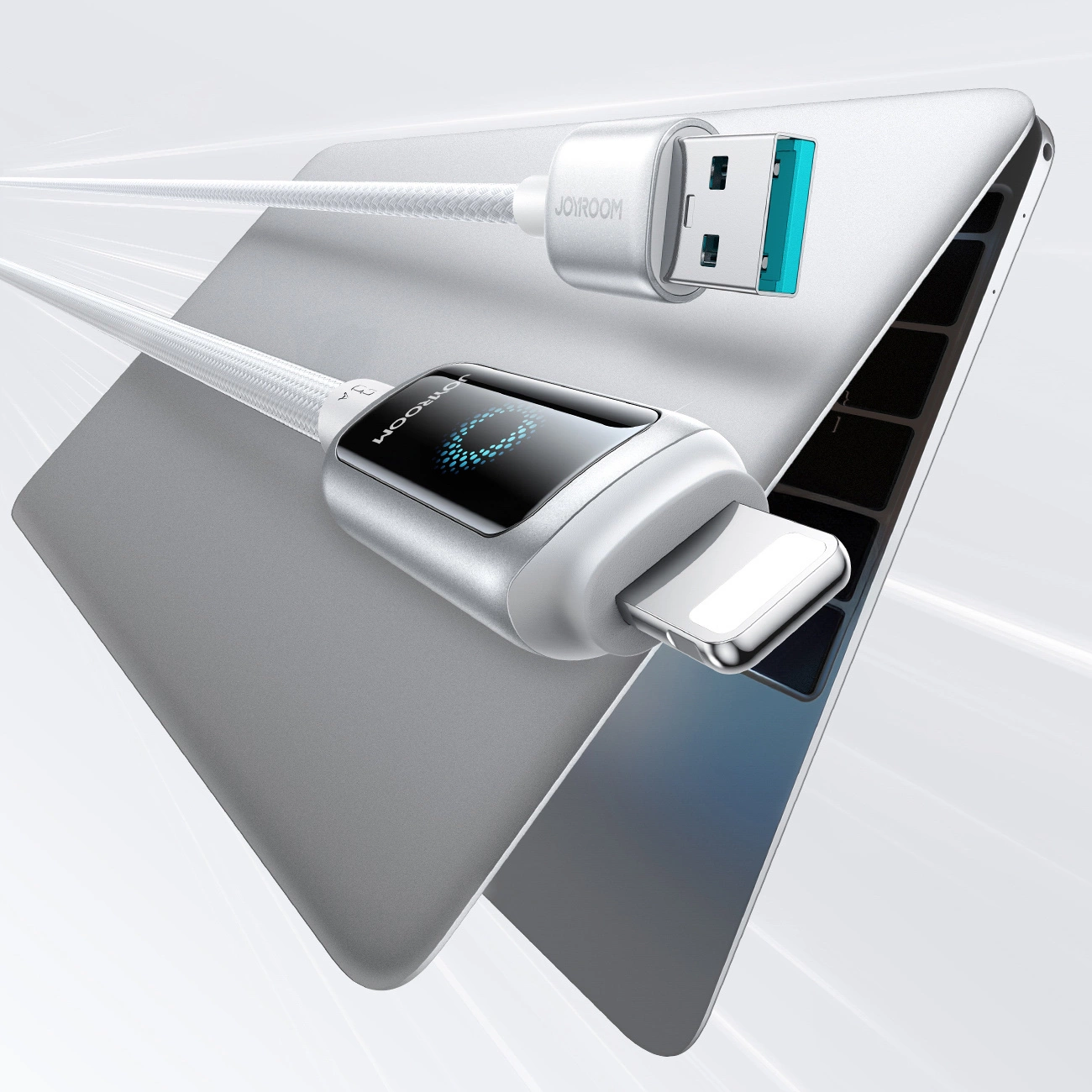 Dátový a nabíjací kábel USB-A - Lightning Joyroom S-A55 StarFlight Display, 18W, 1.2m, Biela