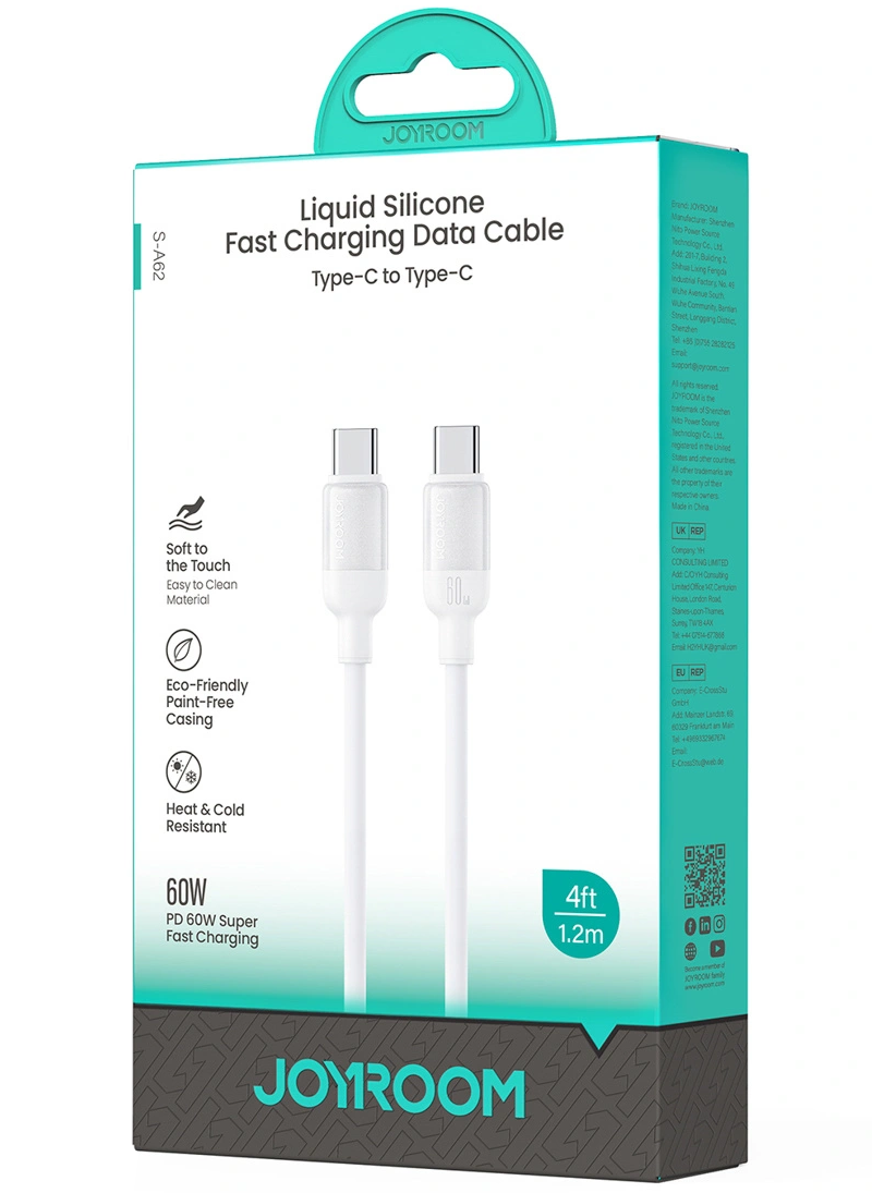 Dátový a nabíjací kábel USB-C - USB-C Joyroom S-A62 Lively, 60W, 1,2 m, biely
