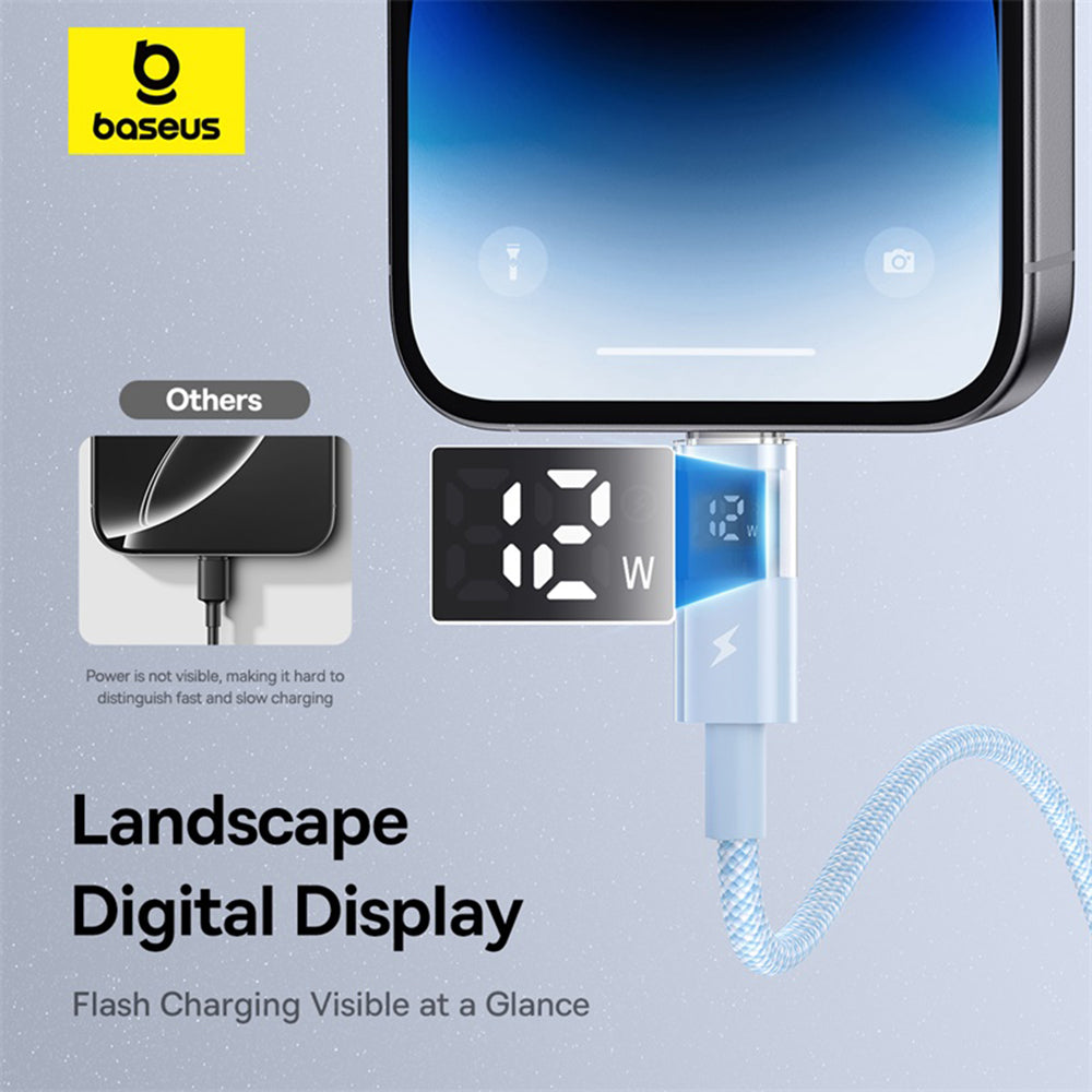 Dátový a nabíjací kábel USB-A - Lightning Baseus Display 2, 12W, 2m, Modrý P10382700311-01