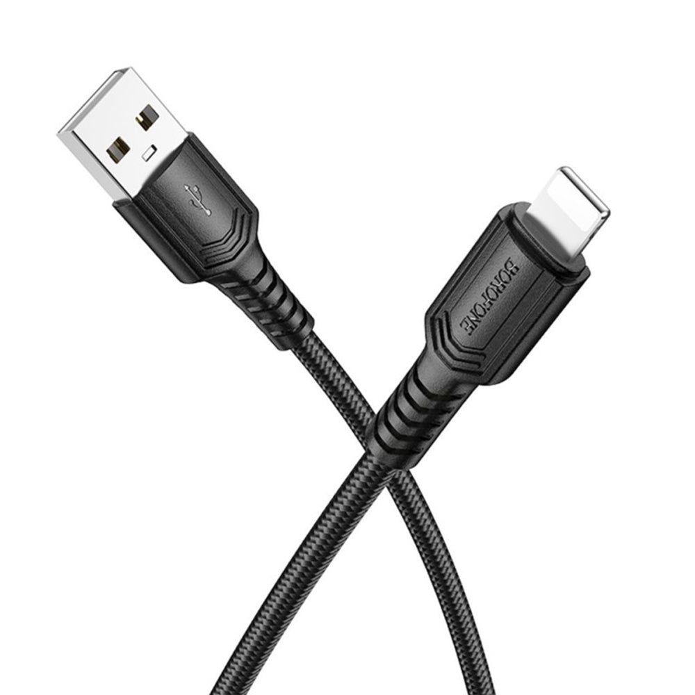 Dátový a nabíjací kábel USB-A - Lightning Borofone BX116 Certain, 18W, 1m, čierny