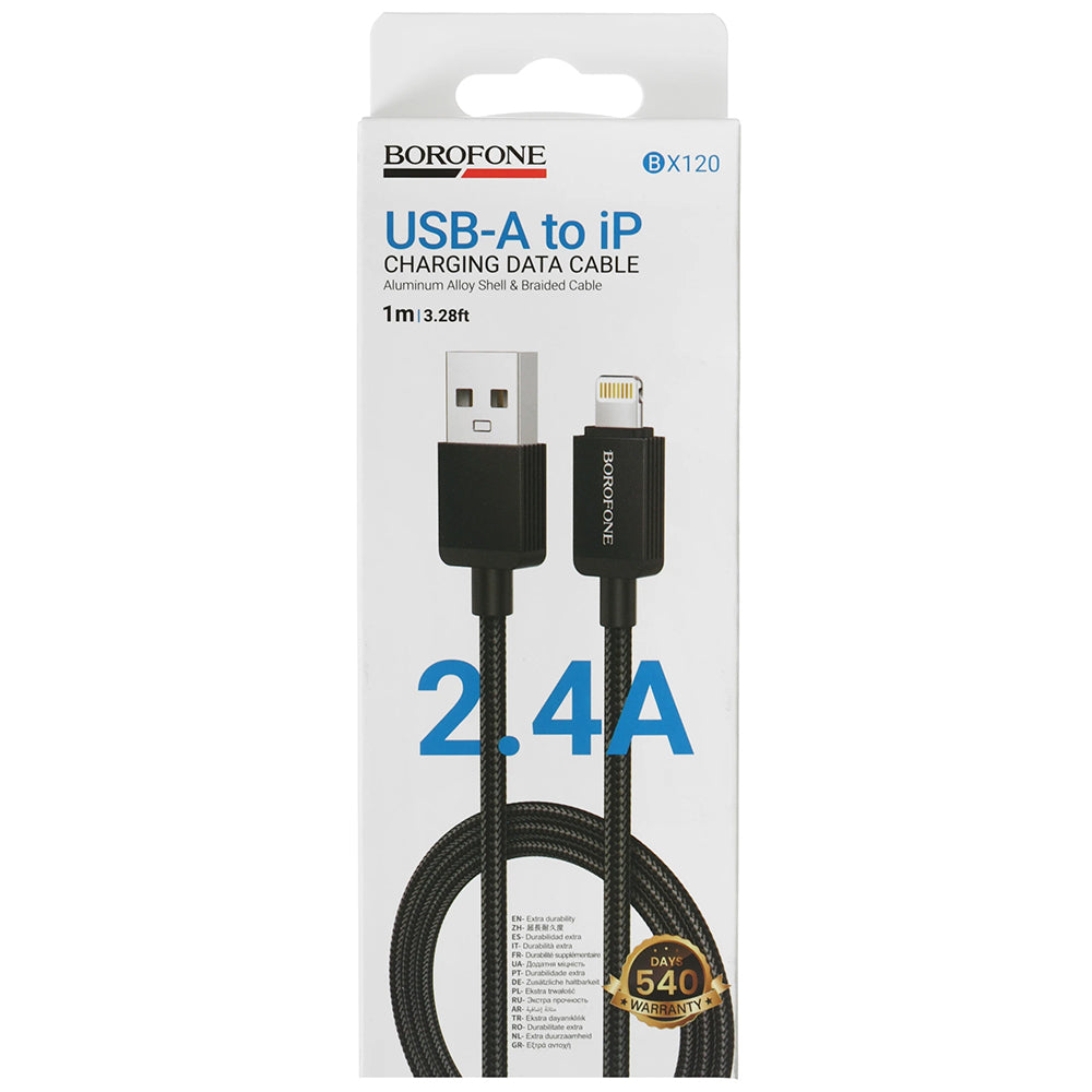 Dátový a nabíjací kábel USB-A - Lightning Borofone BX120 Placer, 18W, 1m, čierny