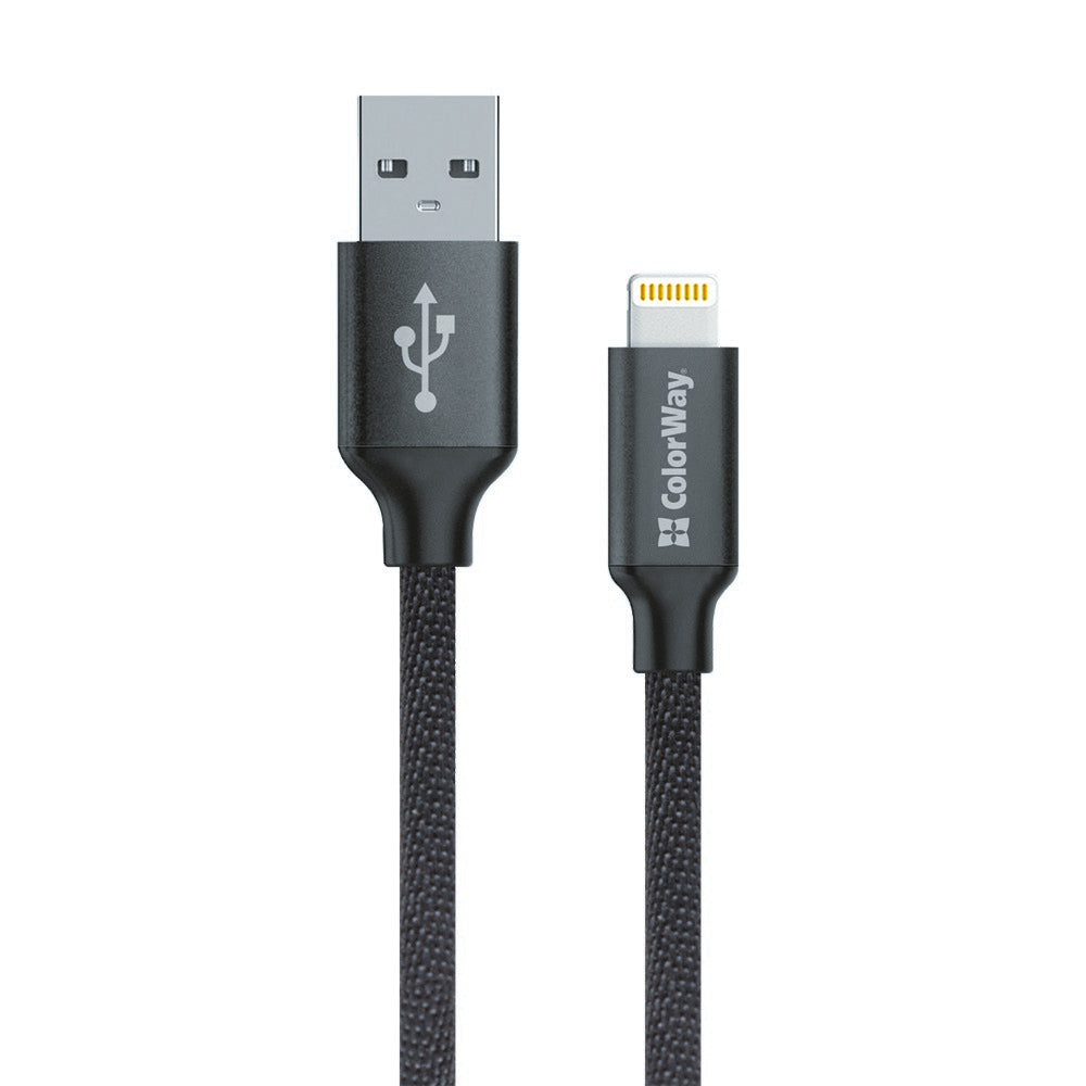 Dátový a nabíjací kábel USB-A - Lightning ColorWay CW-CBUL004, 18W, 1m, čierny