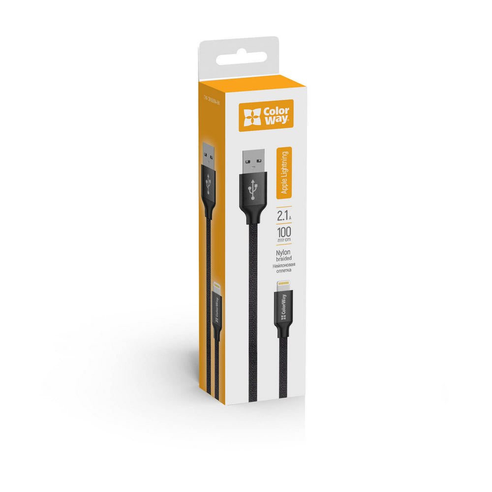 Dátový a nabíjací kábel USB-A - Lightning ColorWay CW-CBUL004, 18W, 1m, čierny